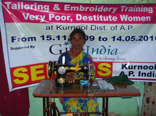 Support a destitute woman through tailoring and embroidery